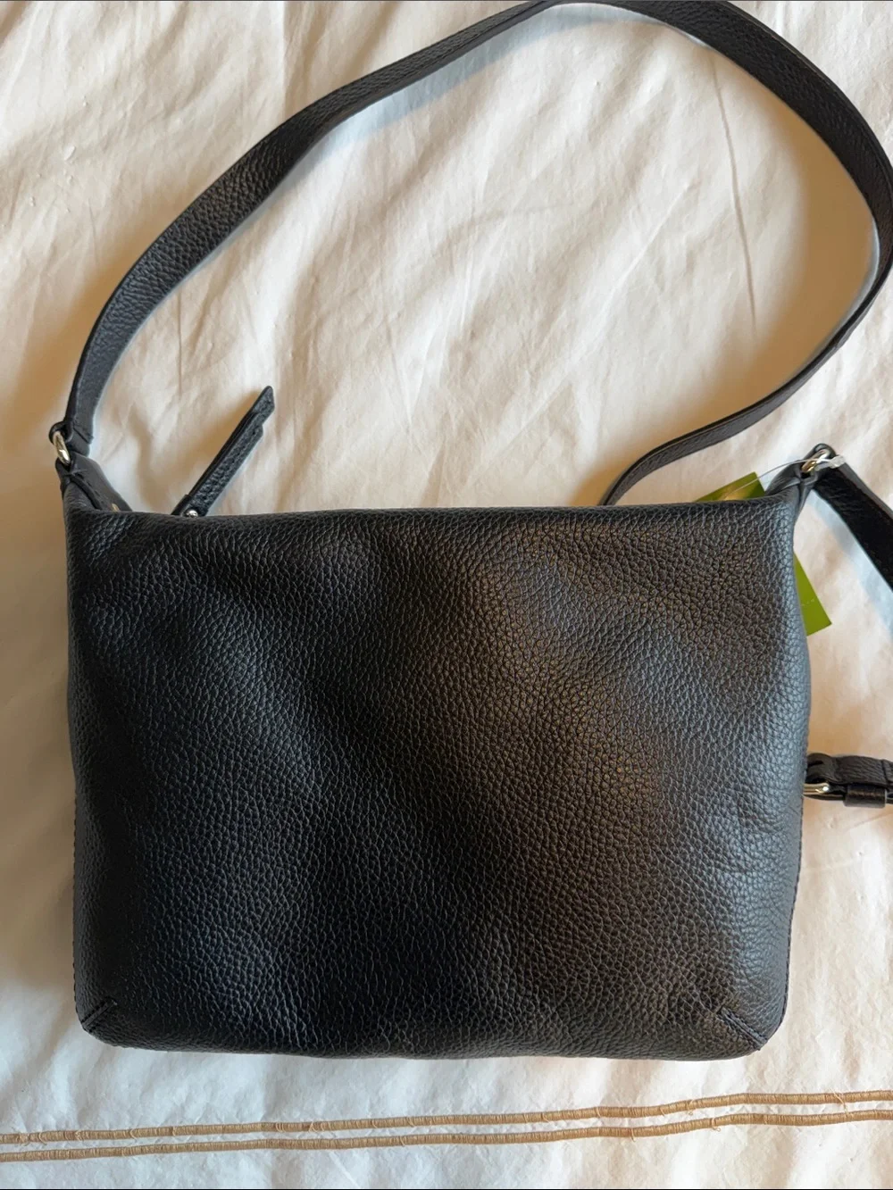 Kate Spade Starla black pebbled leather crossbody with gold logo